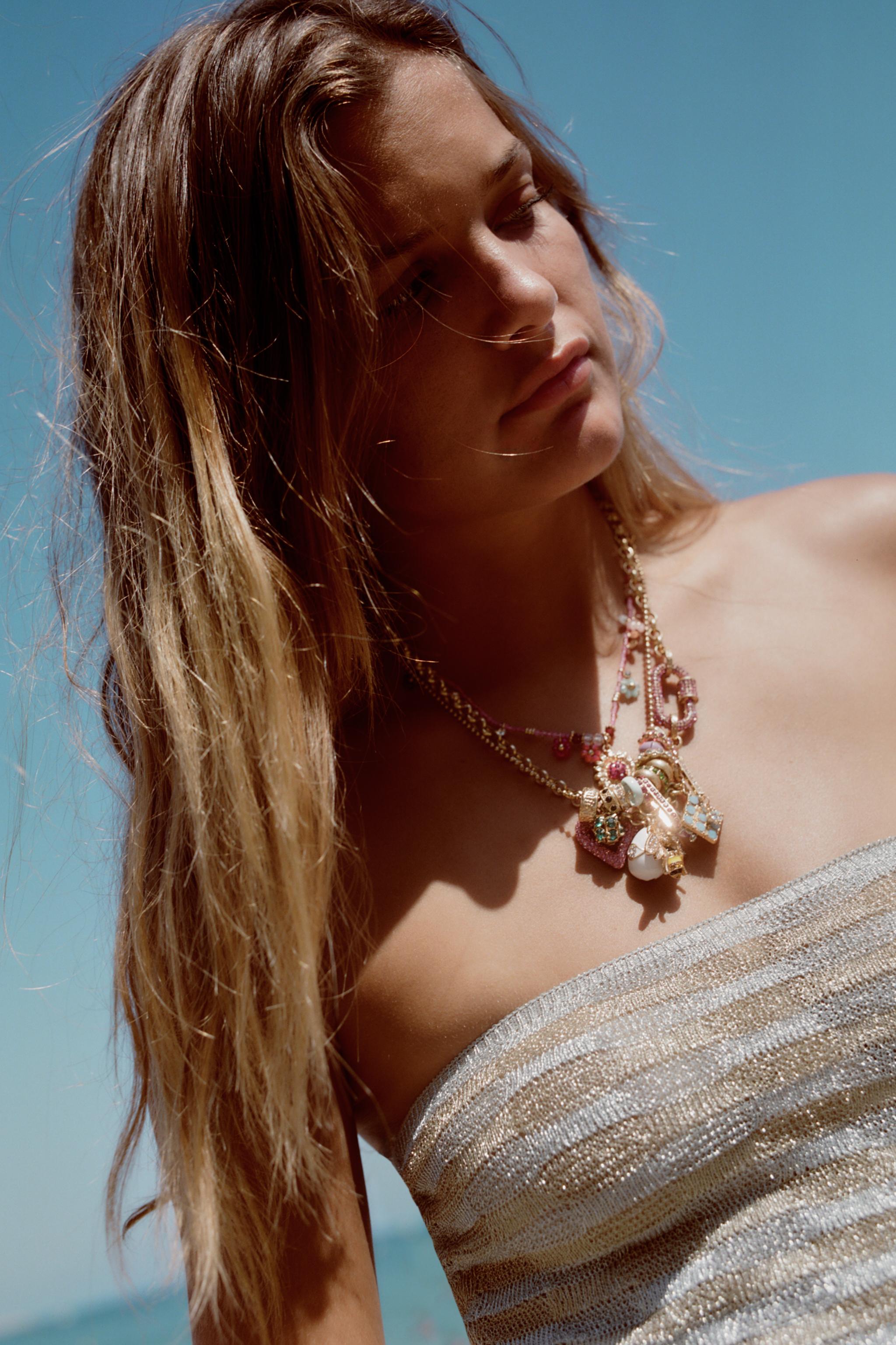 3-PACK OF BEADED CHARM GLITTER NECKLACES